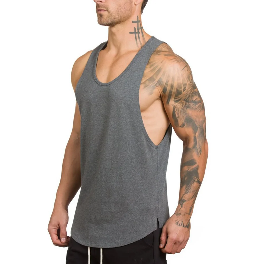 

Gym Tank Tops Men Fitness Bodybuilding Workout Cotton Sleeveless Shirt 4X35
