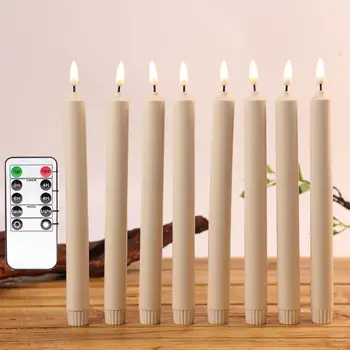 

Pack of 6 Flamless Flickering Light LED Candles With Remote,10 inch or 8 inch Plastic Yellow or White Battery Taper Candlesticks