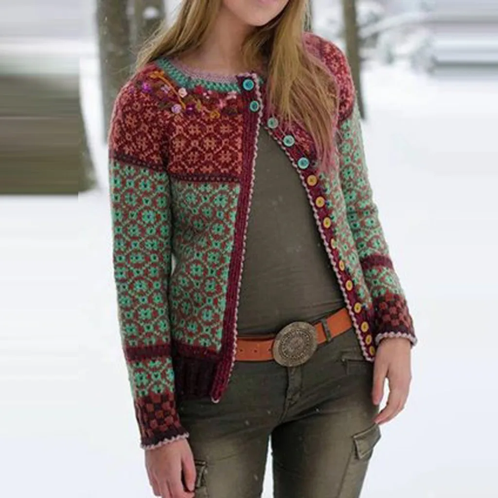 incredible MISSOMO Winter jacket Women Print Buttons Long Sleeve Coat women Vintage Jacket Elegant Coat Outwea