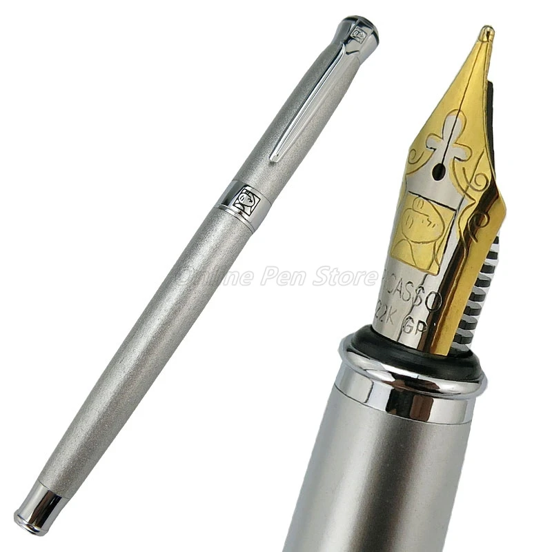 Picasso 903 Complete Silver Sweden Flower King Metal Fountain Pen 22KGP Medium Nib Professional Stationery Writing Pen Gift