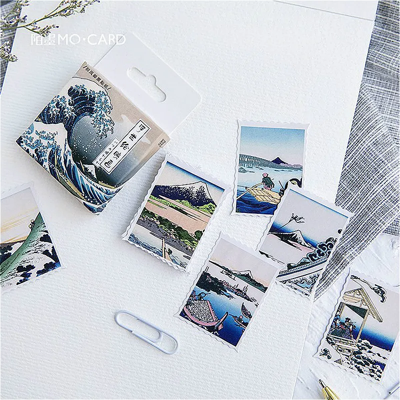 45pcs Practical Ukiyo Painting Memo Pad Plaids Lines Note Sticky Paper Stationery Planner Sticker Notepad School Supplies