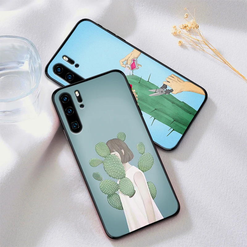 Силиконовый чехол для телефона для huawei Y6 Y7 Y9 Prime Коврики 10 20 Pro 2 3 4 Lite Nova 2i 3i 5i Coque кактус