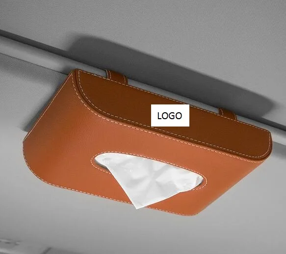 

Leather Car Sun Visor Tissue Box Auto Pumping Cassette Holder Removable Paper Napkin Box Organizer Fit For BMW