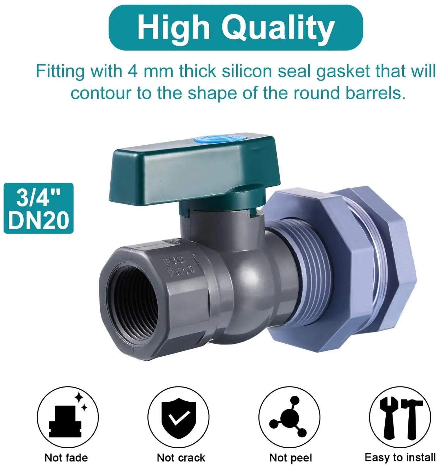 SCB PVC Spigot Rain Barre Faucet Kit 3/4 Inch Barrel Valve with Bulkhead Fitting Adapter for Water Tanks Aquariums Pools |