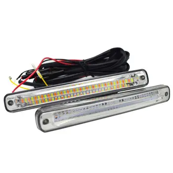 

2PCS 12V Car Daytime Running Light DRL Driving Turn Signal Fog Lamp White Amber Daytime Running Light