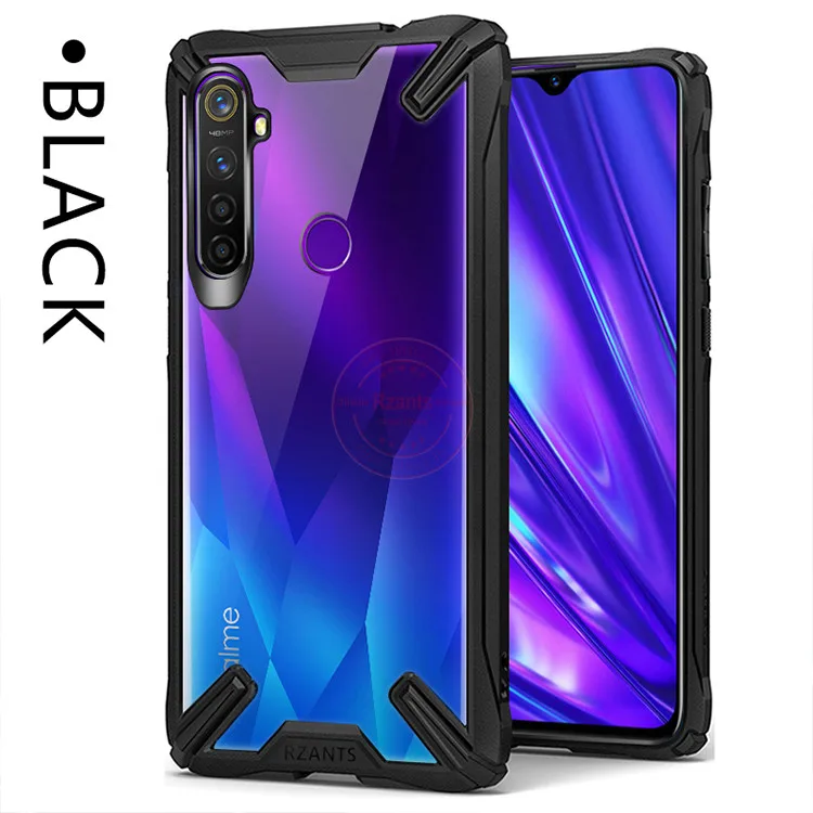 black Военный противоударный чехол с подушкой безопасности для OPPO Realme 5 Pro/Realme Q/Realme 3 прозрачный акриловый+ ТПУ защитный чехол - Цвет: black