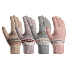 

2021 New Winter Gloves Womens Warm Jacquard Knitted Full Finger Gloves Touch Screen Mittens Women's Thick Cycling Driving Gloves