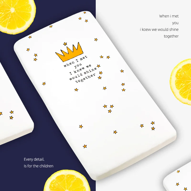 INS Nordic Baby Cot Fitted Bed Sheet Knit Cotton Matress Cover Newborn Baby Child  Bed Sheets Cute Printing Bedroom Beddings N (2)