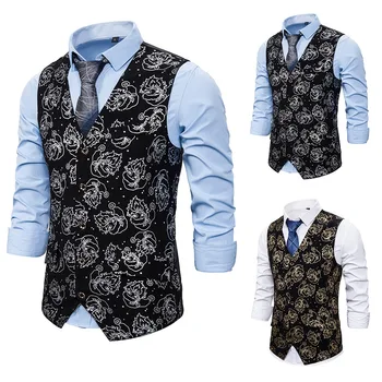 

Men's casual vest Christmas Halloween men's pumpkin gilded Santa Claus