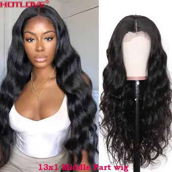 

Middle Part 13x1 Lace T-part Hair Wigs Malaysian Body Wave Lace Part Human Hair Wigs 8-28 inches Remy Hair 150% Density