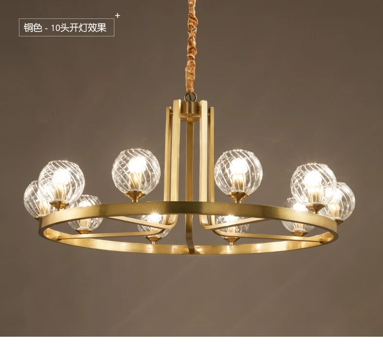 Led пост-современная люстра медная гостиная современная люстра в минималистическом стиле Американский Кристалл Роскошная атмосфера спальня столовая roo