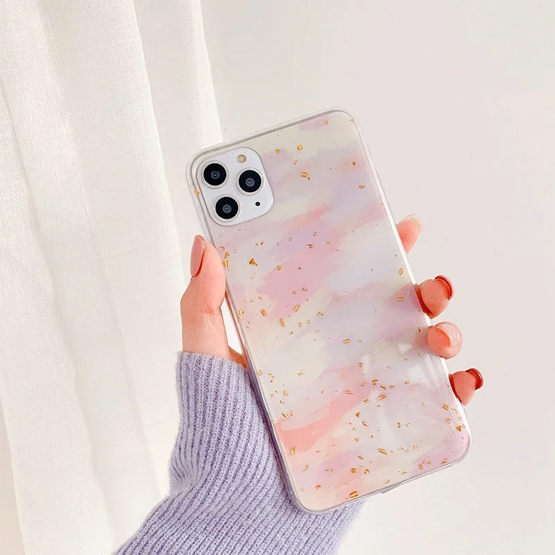Роскошный золотой чехол из фольги с блестками и мрамором для телефона Iphone 11 Pro Max X