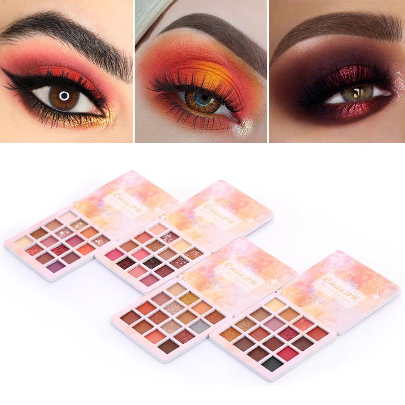 16 Color Natural Makeup Eyeshadow Pallete Makeup Brushes Shimmer Pigmented Eye Shadow Palette Make Up Palette Maquillage TSLM2