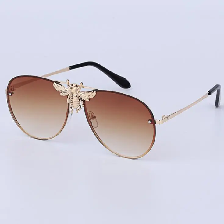 Pawes Роскошные Металлические большие пчелиные солнцезащитные очки для женщин - Цвет линз: C4