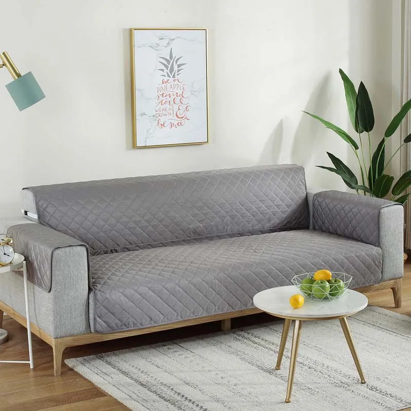 

Sofa Slipcover Reversible Sofa Cover with Armrest Furniture Protector Anti-Slip Water Resistant Elastic Straps Pets Kids Ch