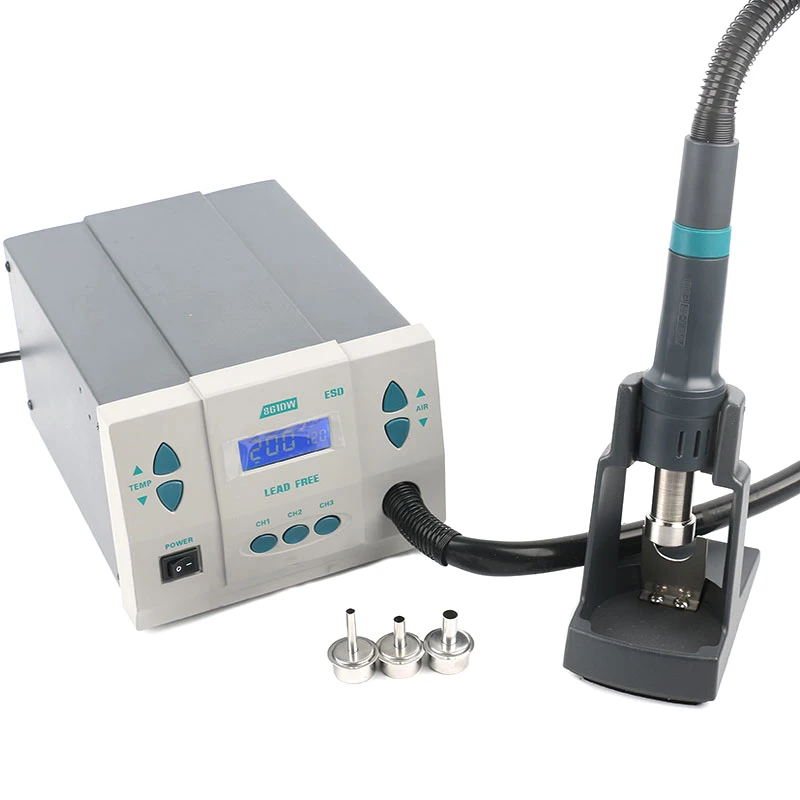 

Quick 861DW Lead-Free Hot Air Soldering Station Intelligent Digital Display 1000W Rework Station For PCB Chip Repair(US Plug)