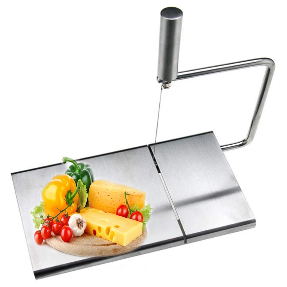 

Stainless Steel Cheese Slicer Tool Cheese Slicer Wire Cutter With Serving Board for Hard Semi Hard Cheese Butter