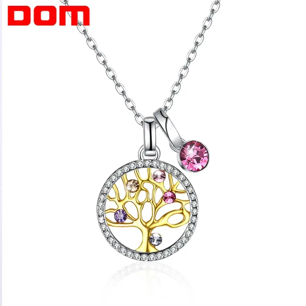 DOM 925 пробы Серебряное ожерелье с подвеской «Древо жизни», женское ослепительное ожерелье с кристаллами, ювелирные изделия из стерлингового серебра SVN325