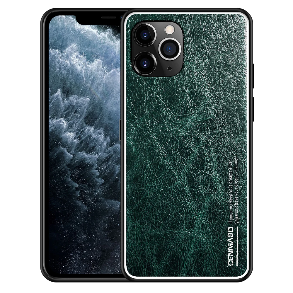 Для iPhone 11 чехол Роскошный из натуральной кожи деловой чехол для телефона для iPhone 11Pro Max чехол анти-падение задняя крышка Беспроводная зарядка - Цвет: Green