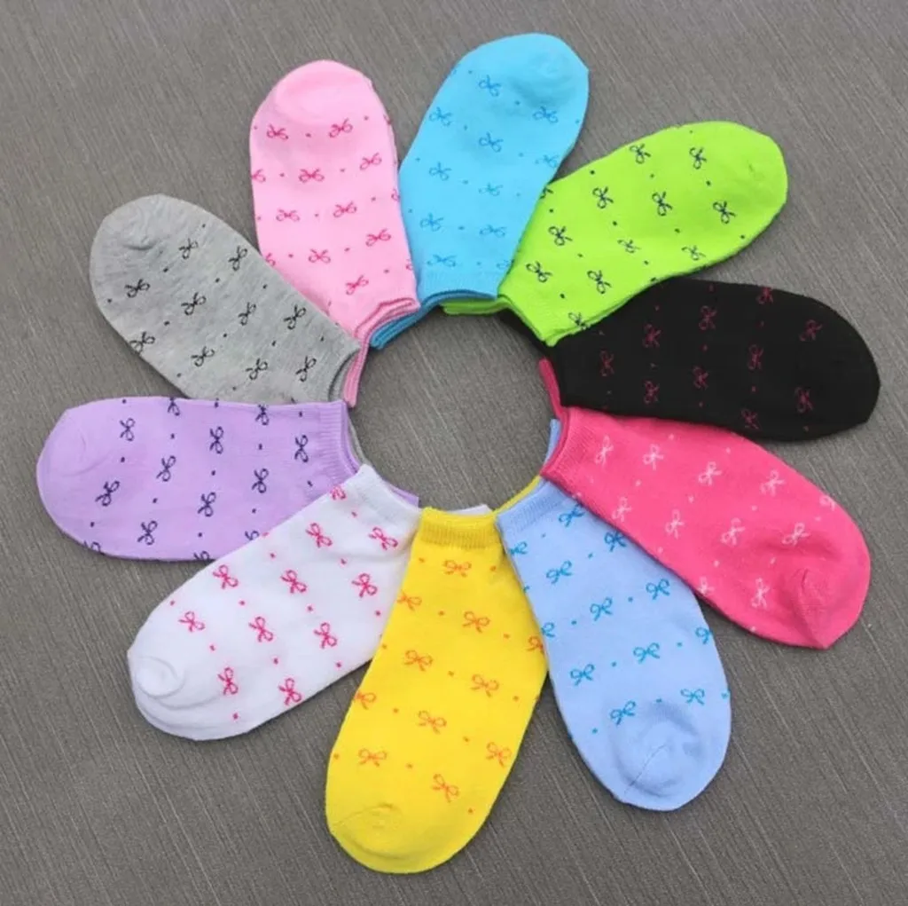 

10 Pairs Stripe Printed Patchwork Socks Low Tube Casual Adult Women’s Slippers Slippers Female Warm Harajuku Korean Style Meias