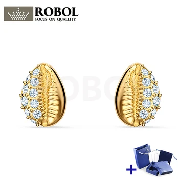 

High-quality Original SWA Ring with Original Marking SHELL STUD PIERCED EARRINGS Box Set Woman Jewelry Gift Free Shipping