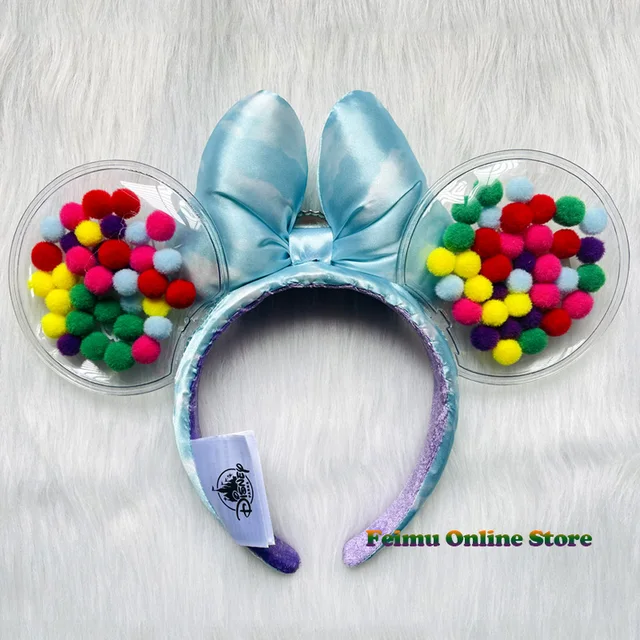 New Disney UP Air Cushion Headband Mickey Ears Disneyland Cartoon Blue Sky “GRAPE SODA” Badge Plush Headwear Decoration Gift 2
