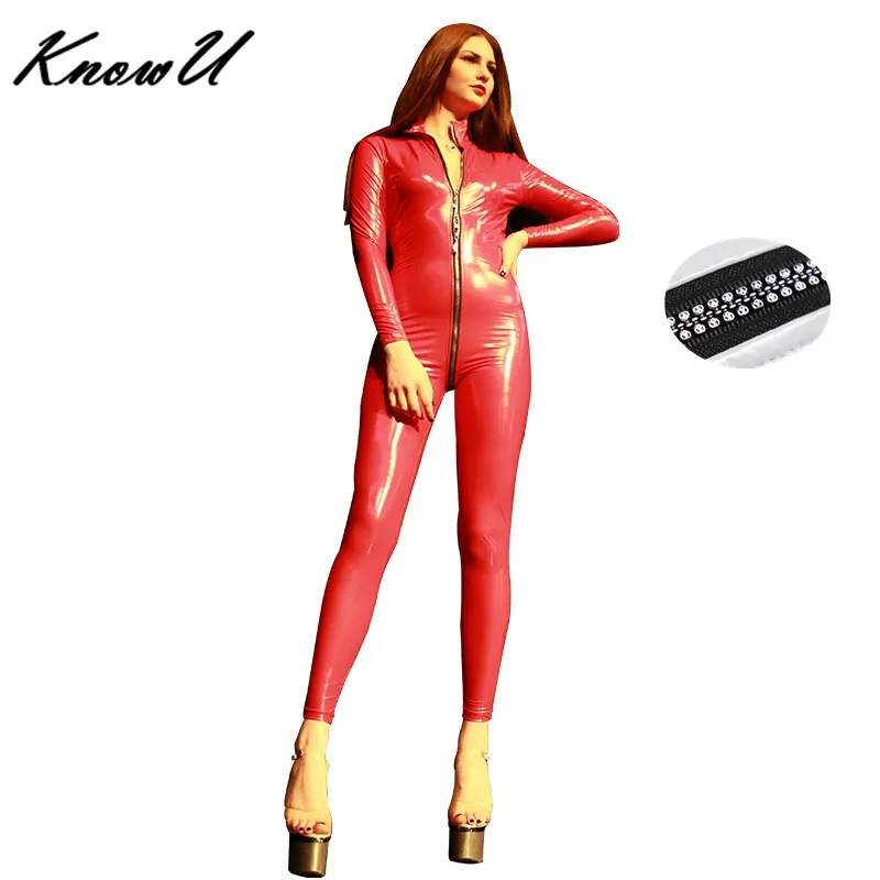 

KnowU Latex Spandex Latex Catsuit with Zipper Zentai Suit Cosplay Tranx Crossplay Crossdress Transgender