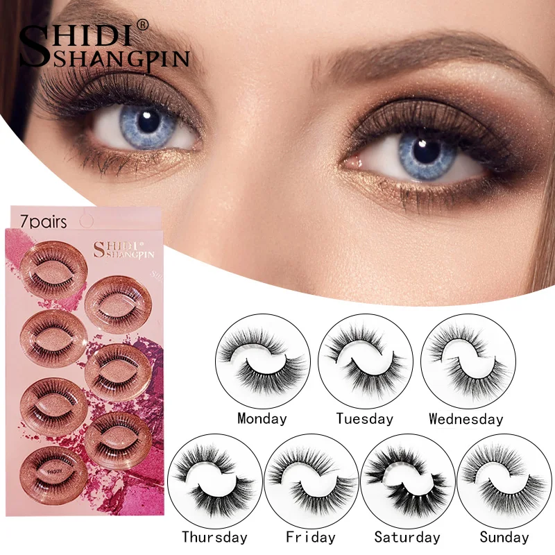 

New 7 Pairs 15mm Lashes Fluffy False Eyelashes Natural 3D Mink Eyelashes Wispy Mink Lashes Makeup Eyelash Extension Fake Lashes