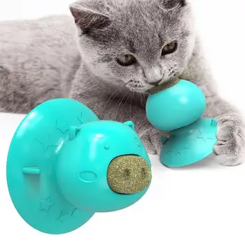 

Cute Pig Shape Pet Cat Toy Interactive Sucker Cup Cat Toothbrush Lick Molar Bite Resistant Toys Catnip Teeth Cleaning Chew Toys