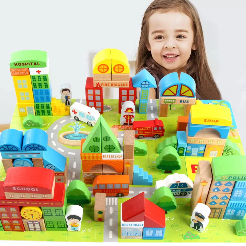 de construcción de madera para bebés, juguete educativo niños pequeños, con formas geométricas de tráfico, para regalo, Uds - AliExpress Juguetes y pasatiempos