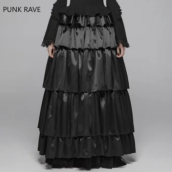 

PUNK RAVE Women's Gothic Multi-Layer Skirts Gorgeouse Victorian Halloween Party Evening Mercerizing Forging Women Long Skirt