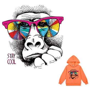 

Cool Monkey Patches For Clothing Set Vinyl Washable Stickers Heat Transfer On Hoddies Diy Washable Ironing Patch For Kids