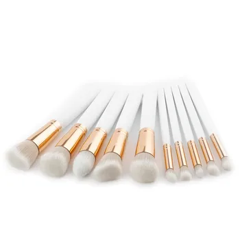 

10pcs Makeup Brushes Set White Gold Handle For Powder Contour Blusher Liquid Cream Eyeshadow Cosmetics Brushes tools T10025