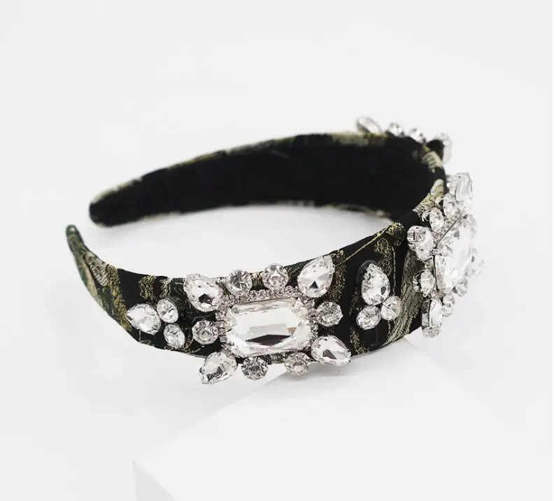 Rock full of gemstone velvet luxury geometric hairband catwalk dance temperament hair accessories