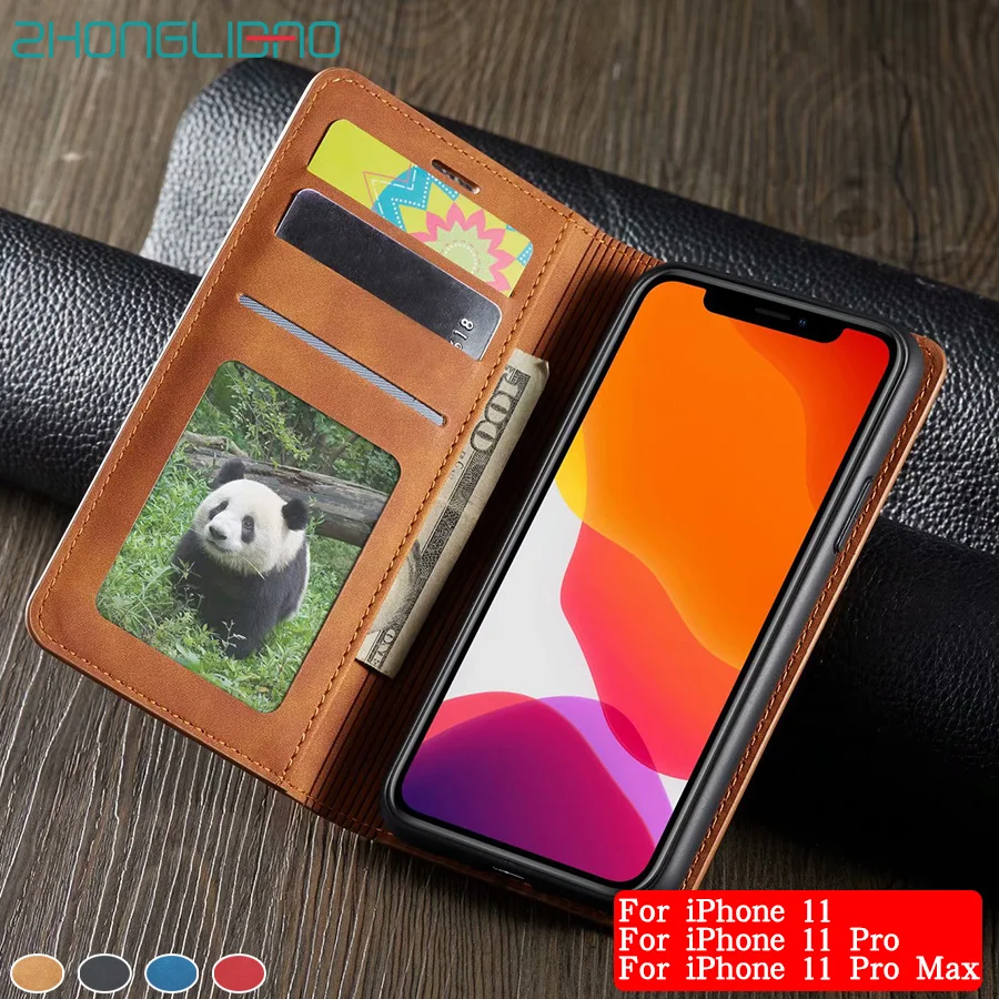 

For Iphone 11 Pro Magnetic Flip Wallet Case Etui Leather Phone Cover for Iphone 11 Pro Max Card Holder Stand Coque for Iphone11
