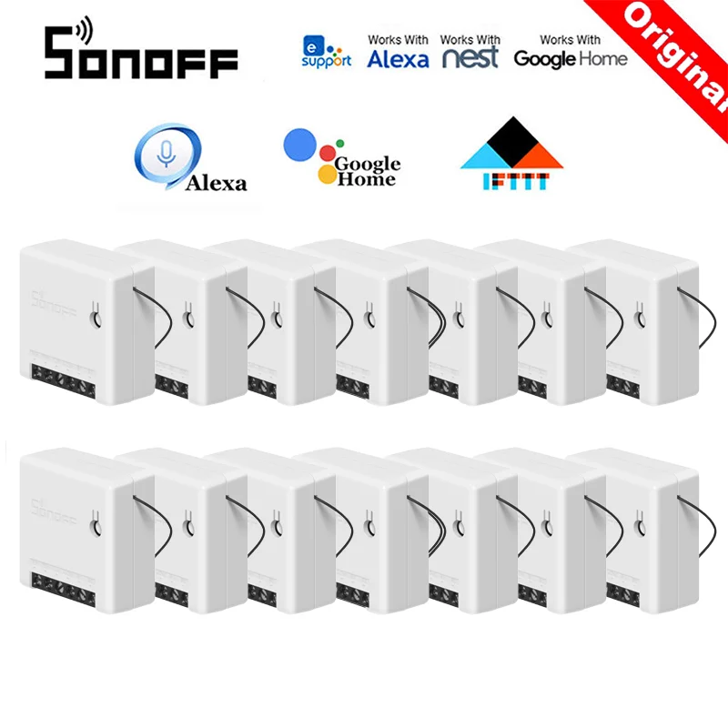 10PC Sonoff Mini Sonoff мини умный дом Wifi переключатель DIY пульт дистанционного управления совместим с внешним переключателем работа с Alexa Google Home eWeLink - Комплект: 10PC Sonoff Mini