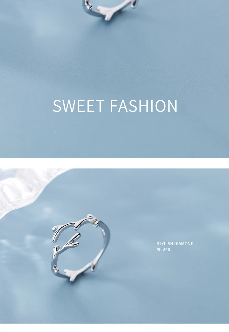 Modian Classic Fashion Irregular Branches Ring for Women Real 925 Sterling Silver Adjustable Free Size Plant Ring Fine Jewelry
