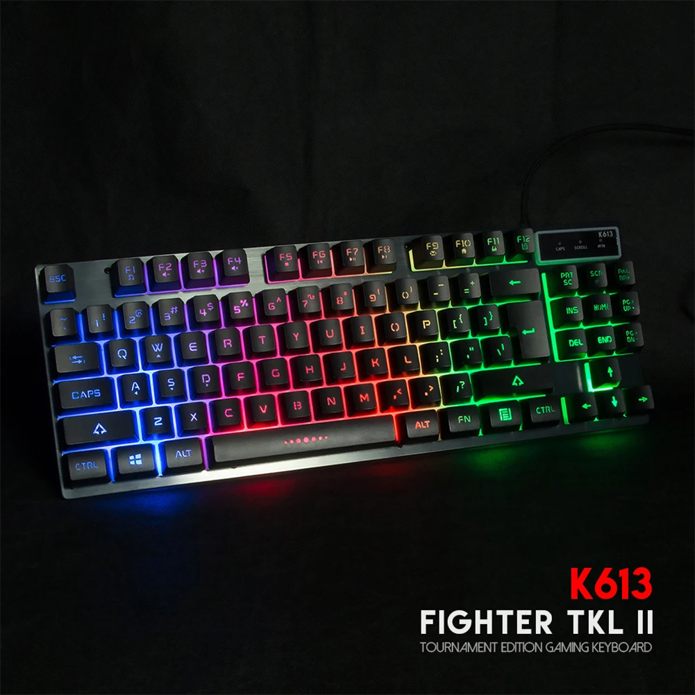 Профессиональная игровая клавиатура светодиодный клавиатура с подсветкой 87 ключ проводная USB клавиатура игровой плеер Проводная красочная клавиатура