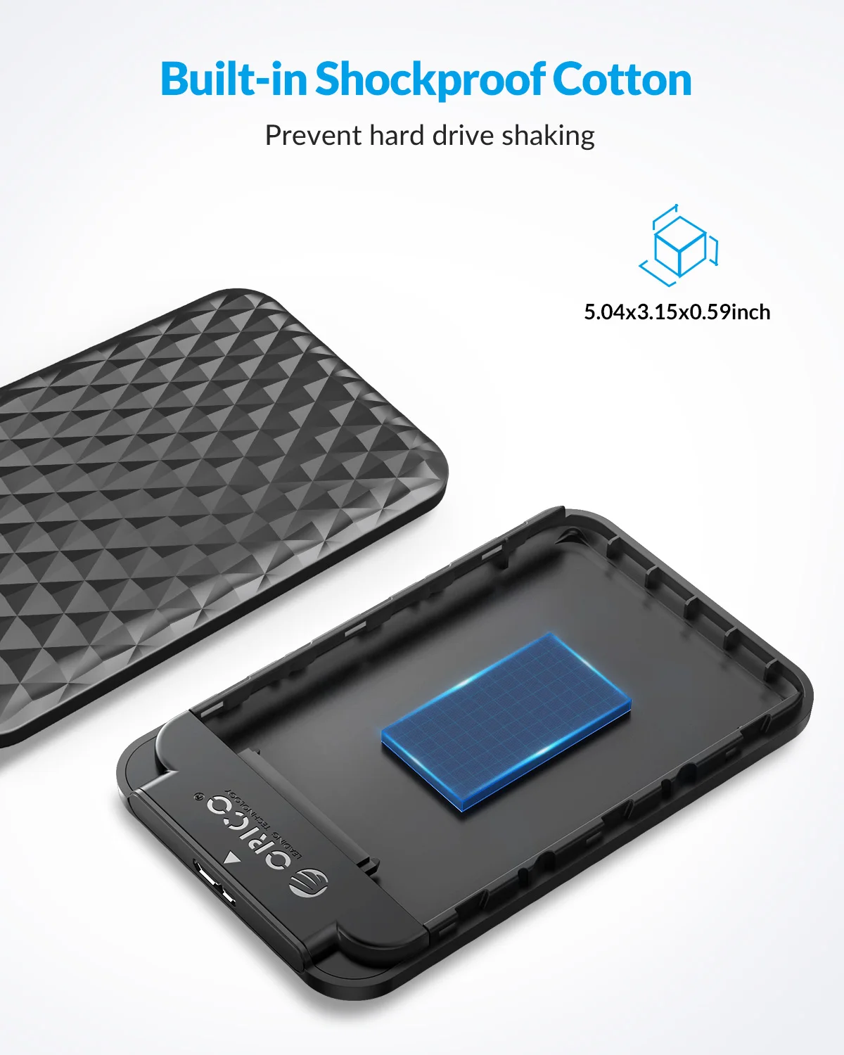 External Hard Drive Case SSD Enclosure Hard Drive Enclosure Hard Disk Case External Hard Drive Box HDD Case Enclosure ORICO Type-C External Hard Drive Enclosure 2.5Inch with C to C cable for HDD SSD Enclosure Case for 2.5'' 7mm-9.5mm SSD HDD Box
