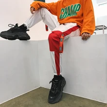 Осенне-зимние мужские брюки-карго с ремнем в стиле хип-хоп, комбинезоны, уличные штаны для бега, мужские полосатые тонкие брюки с большим карманом, рабочие брюки