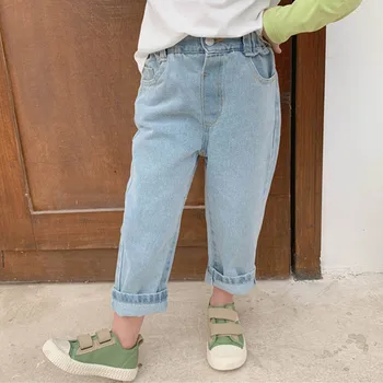 

DFXD Spring Kids Long Soild Casual Jeans Pants Children's Wide Leg Pants Baby Girls Denim Trousers Toddler Clothes Girls Jeans
