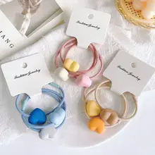 3pcs/pack New Simple Star&Heart Shape Fashion Candy Color Hair Bands Elastic Matte