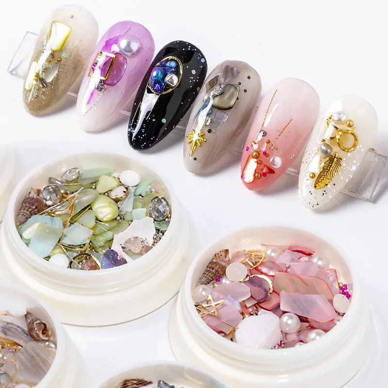 Ocean Series Pearl Shell Metal Sequins Beads Mixed Sea Fragments 3d Charm Nail Art Decoration Slice DIY Beauty Salon Tools | Красота и