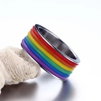 Mens Womens Rainbow Colorful Ring Stainless Steel Wedding Band Lebian & Gay Rings Jewelry For Women Drop Shipping&Wholesale
