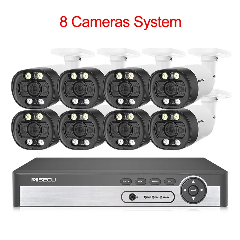 MISECU 8CH Super HD 5MP система видеонаблюдения, металлическая водостойкая наружная AI камера, двухстороннее аудио видео наблюдение - Цвет: 8CH NVR AND 8PCS CAM