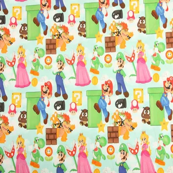 

Super Mario Green 100% Cotton Fabric for Girl Hometextile Cushion Cover Backpacks Curtain DIY 105cm Width BL222