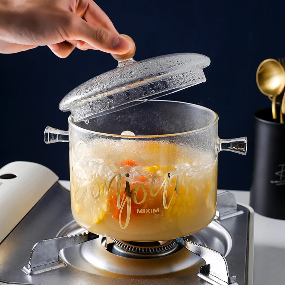 

1.5L Household Transparent Glass Soup Pot Electric Ceramic Stove Heating Glass Bowl Handmade Cooking Tools Kitchen Supplies pan