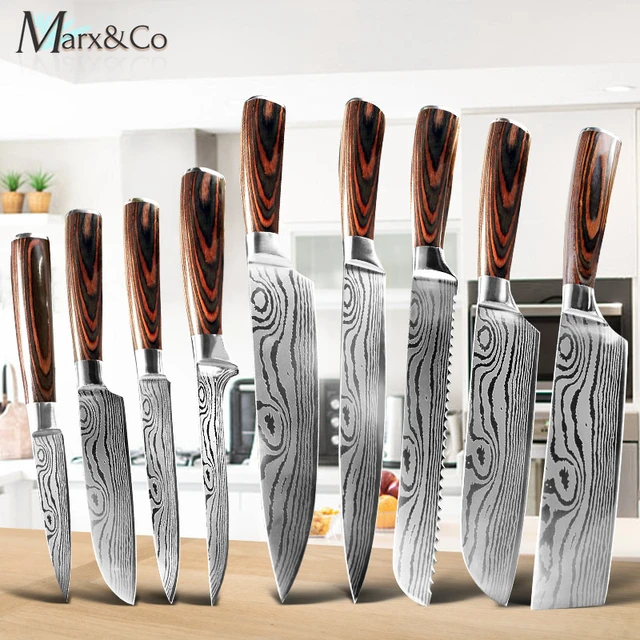 High Carbon Stainless Steel Knife Set  Set Kitchen Knives Carbon Steel -  5pcs - Aliexpress