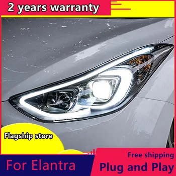 

Car Styling For 2012-2016 Hyundai Elantra Headlights MD LED Headlight DRL Q5 Bi Xenon Lens High Low Beam Parking Fog Lamp