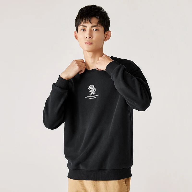SEMIR свитер для мужчин зима cec Свободные толстовки с капюшоном флис удобный красивый корейский версия вышивка хлопок hoo - Цвет: black